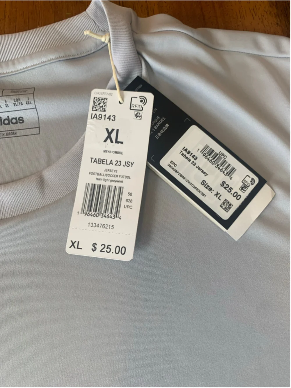 Men's Adidas Tabela 23 Soccer Jersey XL Grey White